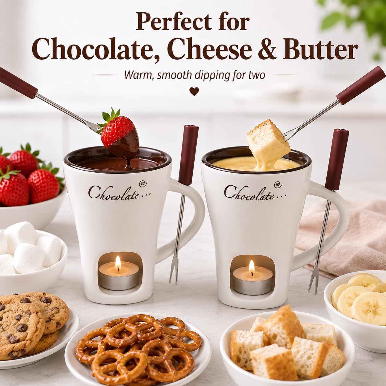 Fondue Pot Ceramic - Tasse à fondue en céramique avec