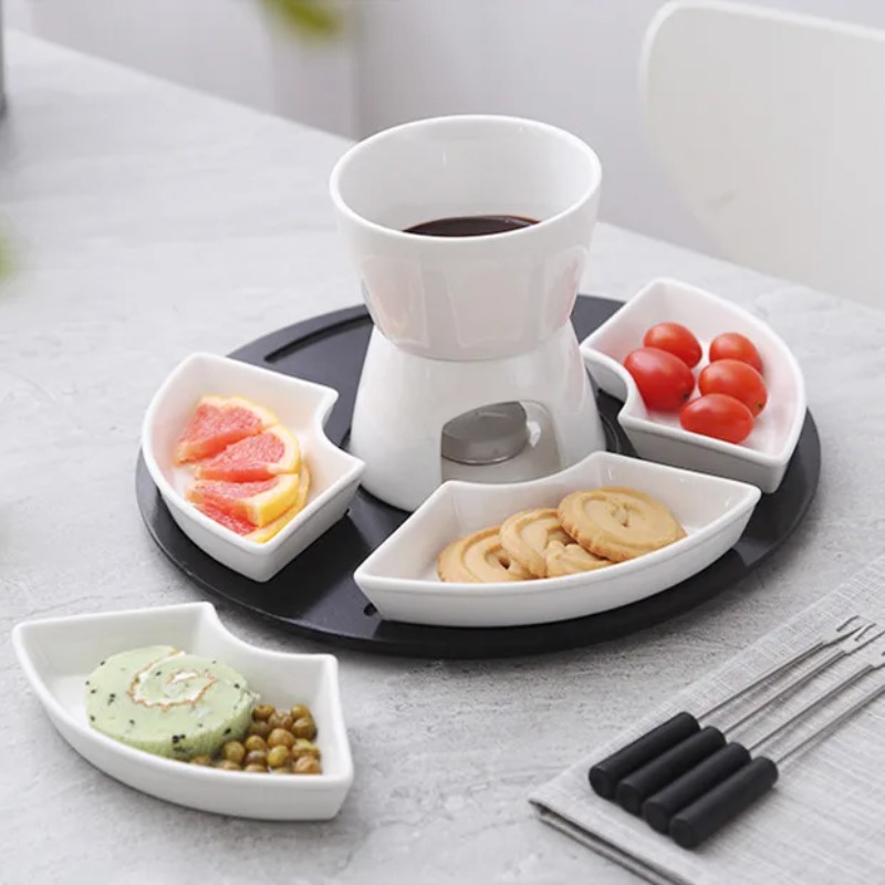 Fondue Pot Ceramic - Ensemble de pot à fondue au