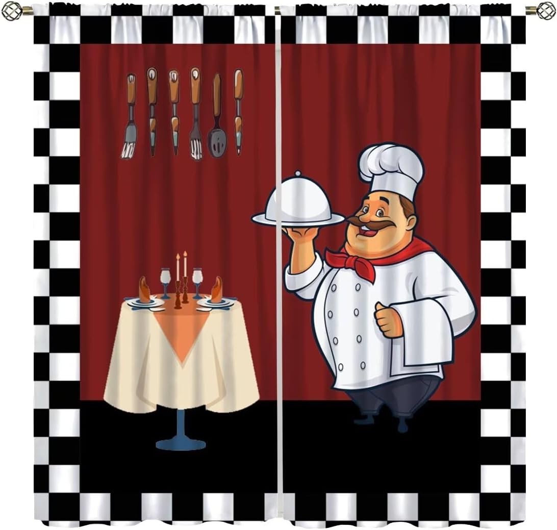 Home Cooking In French - Rideaux de cuisine Fat Chef, rideaux