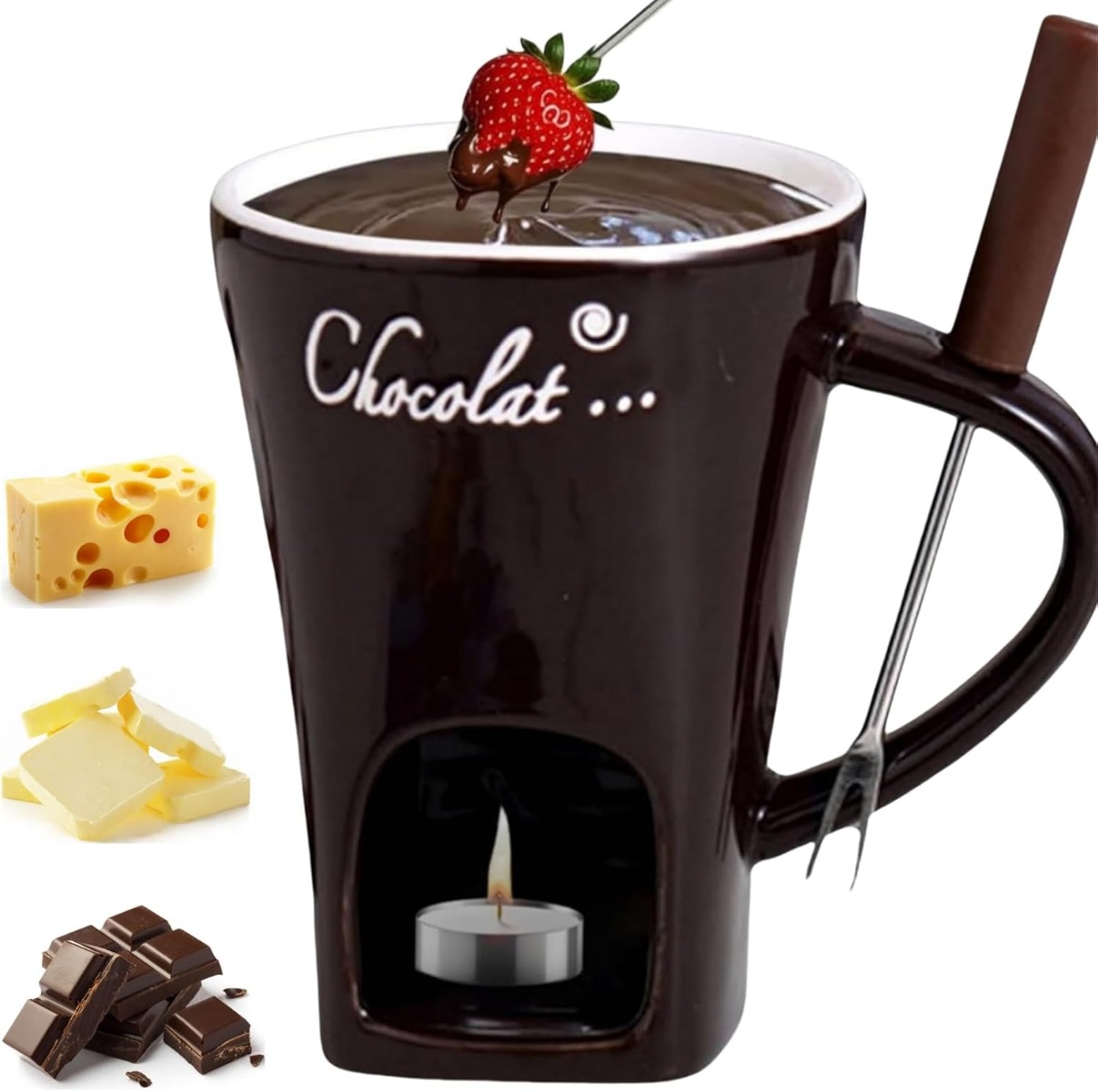 Fondue Pot Ceramic - Mug à fondue au chocolat multifonction
