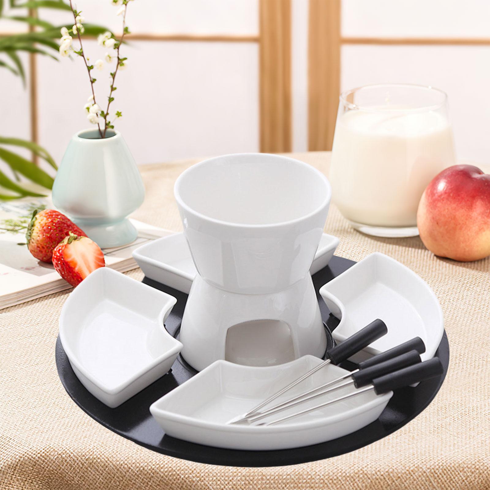 Fondue Pot Ceramic - Support à beurre en porcelaine, ensemble